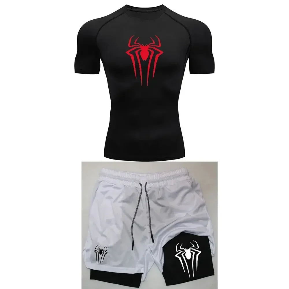 Compression Spider Printed Quick Dry Sportwear Set