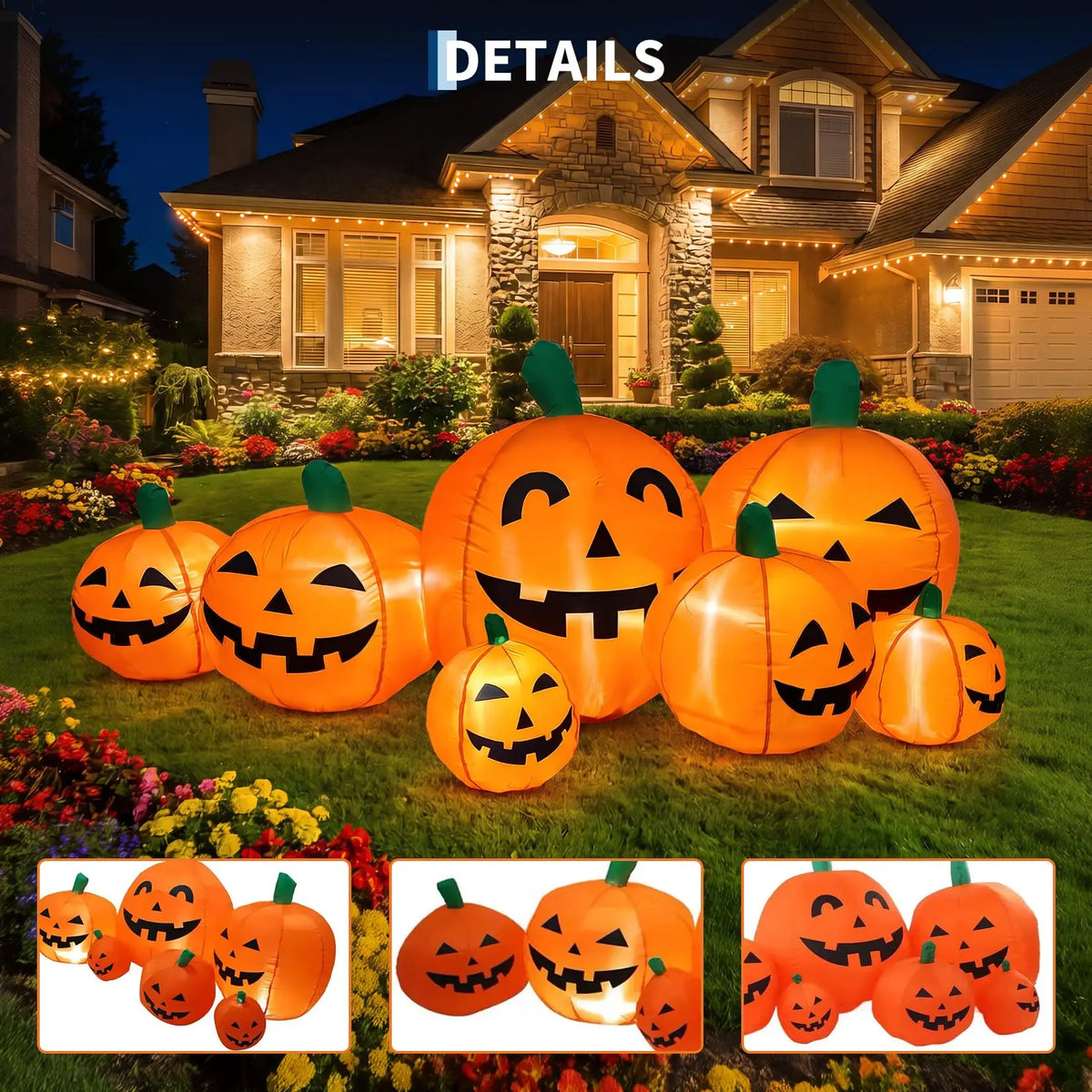 7.5FT Halloween Pumpkin Inflatable Outdoor Toy with Built-In LED Lights