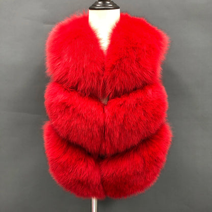 Girls' Genuine Fox Fur Vest - High-End Winter Gilet