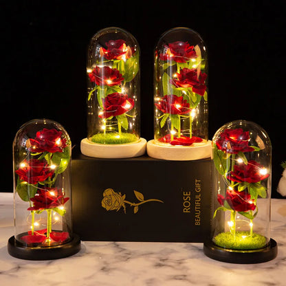 LED Galaxy Three Rose Artificial Flowers Gift without Battery