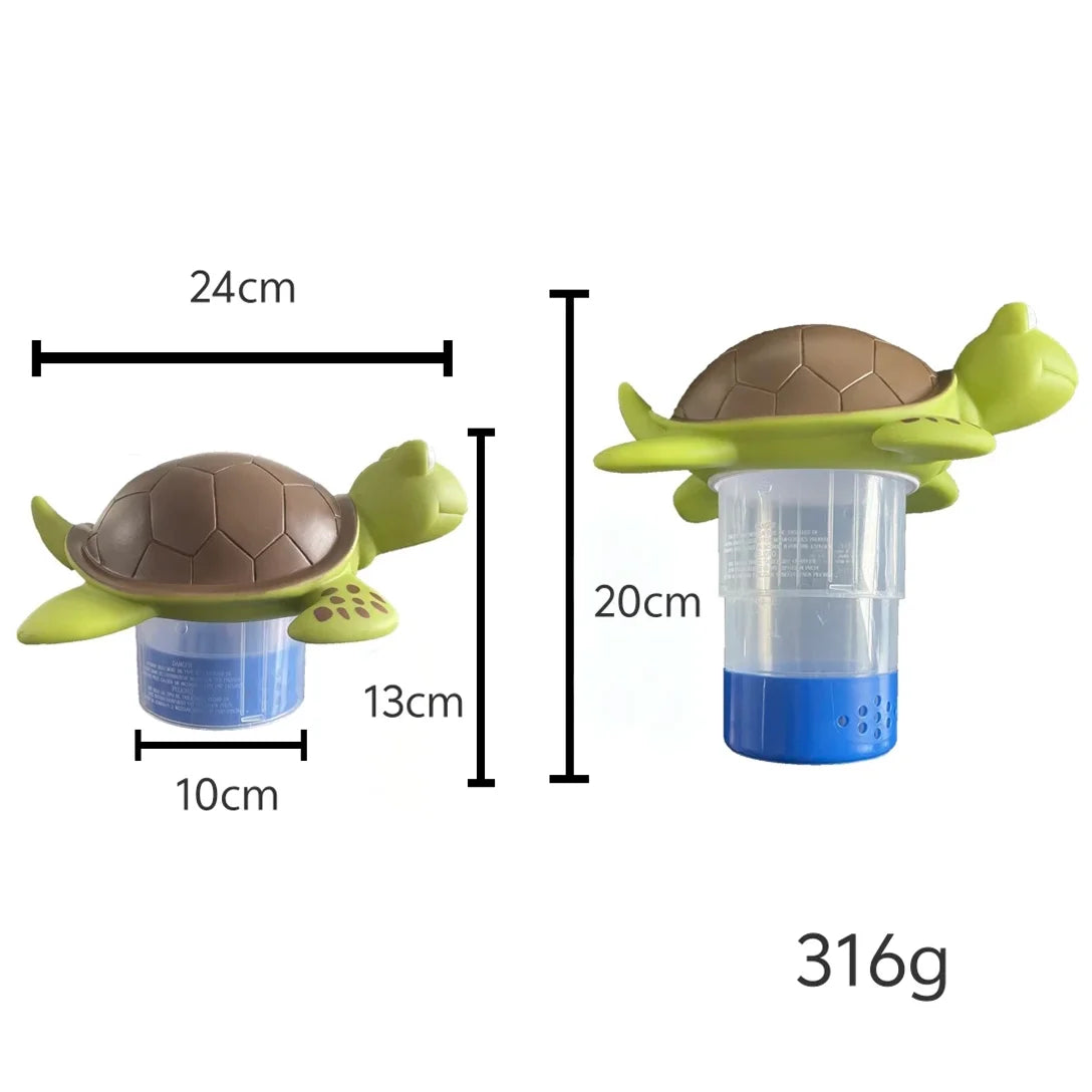 Green Turtle Floating Pool Chlorine Dispenser Fits 1" & 3" Tablets