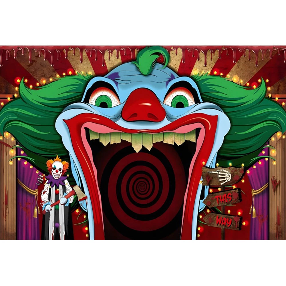 Haunted Carnival Halloween Backdrop - Spooky Circus Photography Prop