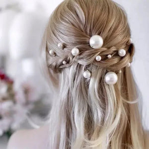20pcs Elegant Pearl Crystal U-shaped Meta Hairpins