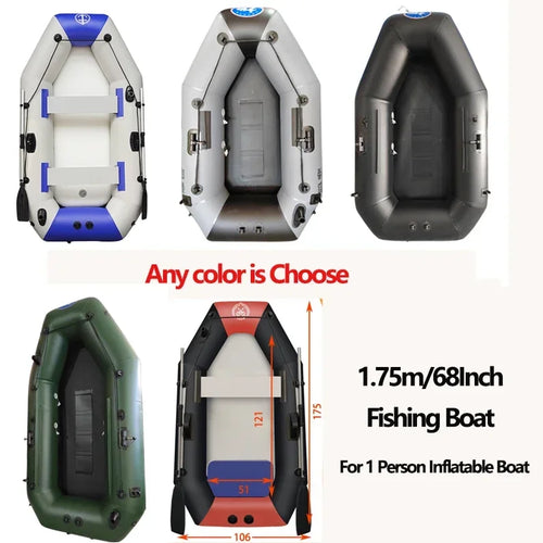 1.75m Inflatable Fishing Raft with Paddles Pump Carry Bag Tools