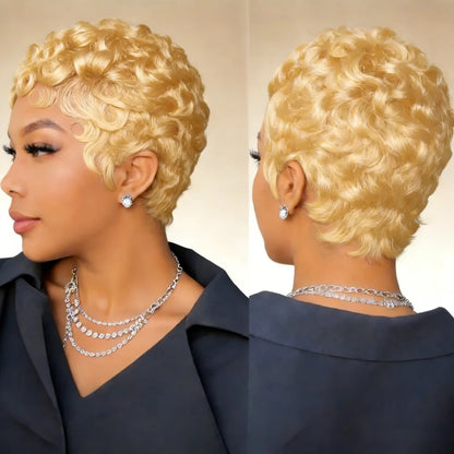 6-Inch Remy Human Hair Pixie Wig with Bangs