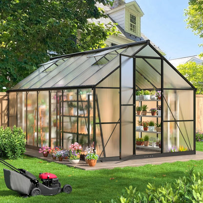 10X18FT Polycarbonate Greenhouse with Roof Vent