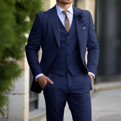 Men’s Elegant Formal 3-Piece Suit Set – Slim Fit Blazer, Vest & Trousers