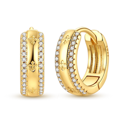 925 Sterling Silver CZ Zircon Gold-Plated Hoop Earrings – Sparkling Minimalist Jewelry