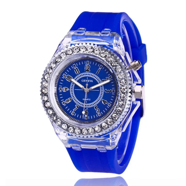 UTHAI Glow Back Rhinestone LED Trendy Wristwatches