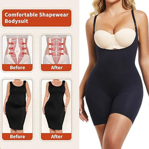 GUUDIA Open Bust Bodysuit Stretchy Spandex Tummy Control Full Back Shapewear Adjustable