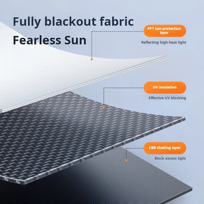 Retractable Full Blackout Cordless Roller Blinds - No-Drill Window Privacy Sunshade