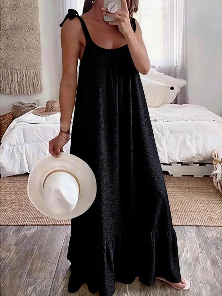Solid Color Casual Loose Versatile Style Dress