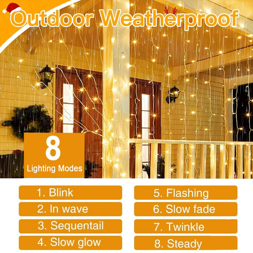 LED Curtain Light String Holiday Curtain Garland Lights