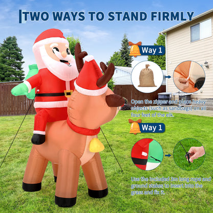 7FT Giant Inflatable Santa Claus Reindeer Decoration