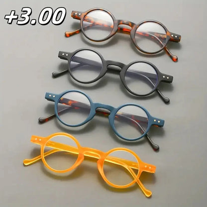 4-Pack Unisex Retro Small Round Patterned Reading Glasses