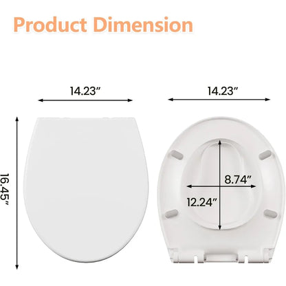 Slow Close Universal Toilet Seat with Anti-Bacterial Quiet Lid and Top Fixing