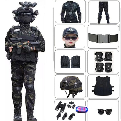 Kids' Tactical Camouflage Military Uniform & Gear Set