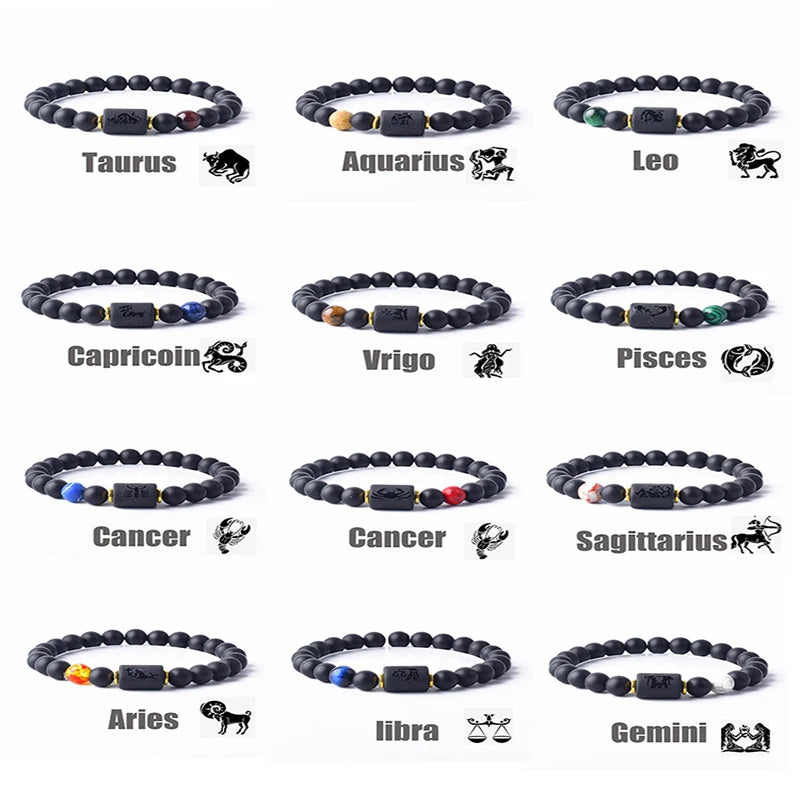 12 Zodiac Sign Constellation Beaded Charm Bracelet