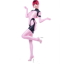 Glossy Smooth Elastic Long Sleeve Back Zipper Jumpsuit