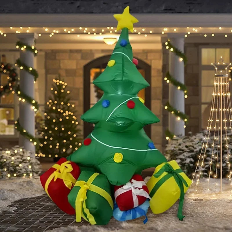 Christmas Inflatable Santa Claus & Reindeer Sled - Outdoor LED Holiday Lawn Decoration