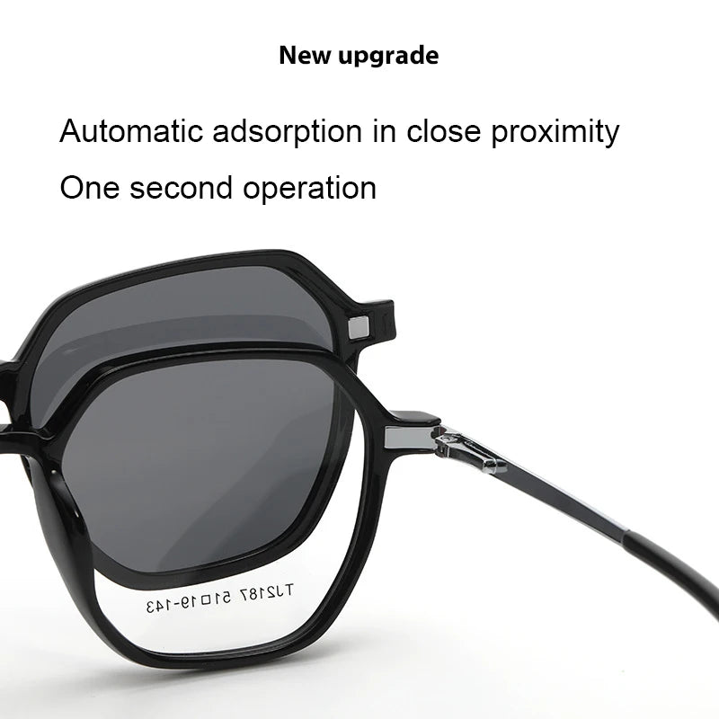 Magnetic Clip-On Polarized Sunglasses & Optical Eyeglass Frame Set