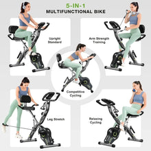 5 in 1 Foldable Stationary Bike 16-Level Adjustable Magnetic Resistance
