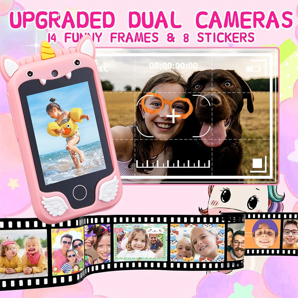 AMORUS Kids Smart Phone Toy with Dual Camera & MP3 Player