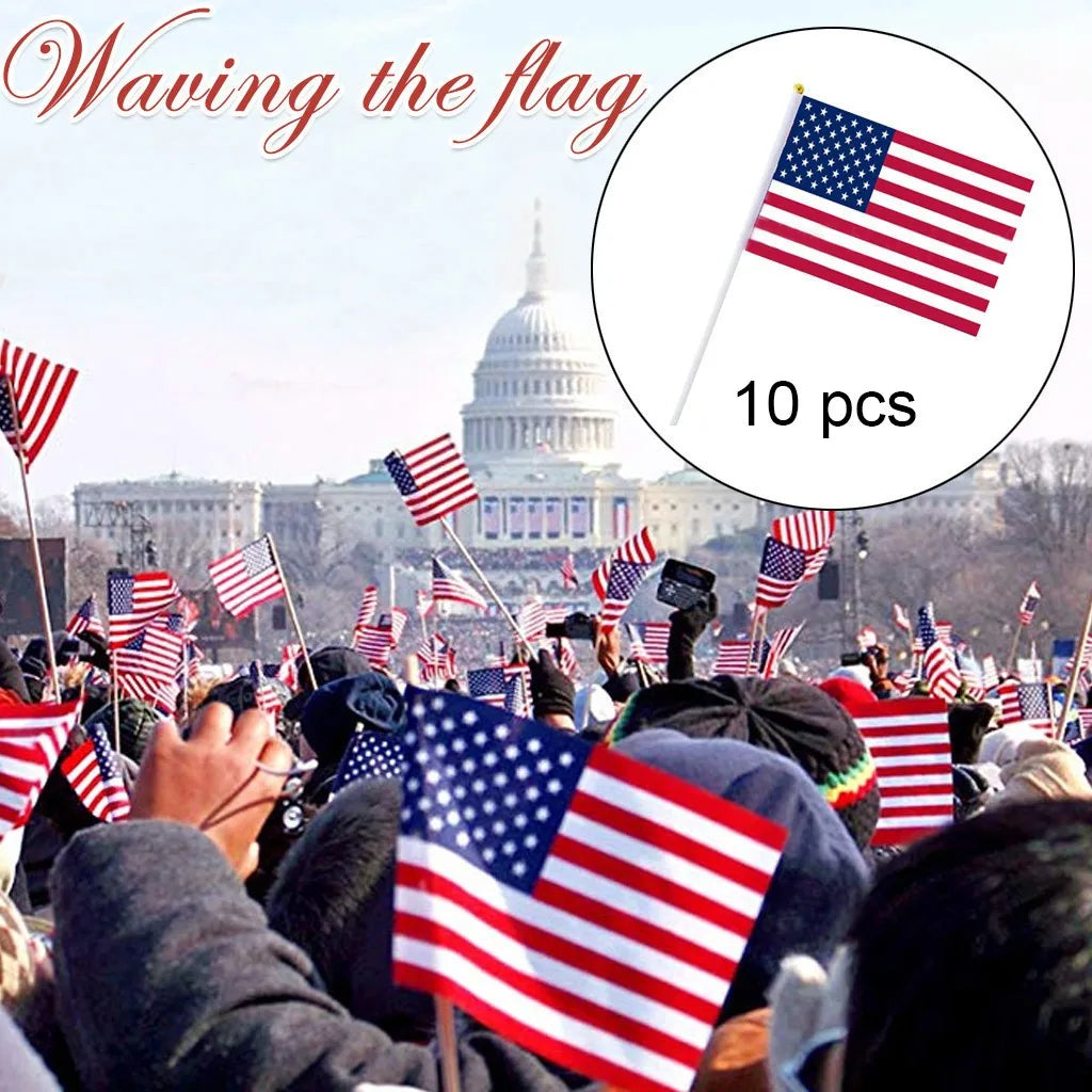 50-Piece Handheld Mini American Stick Flags (5.5" x 8.2")