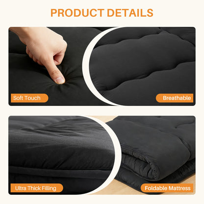 MCQ 4 Inch Japanese Floor Futon Mattress with Removable Washable Cover