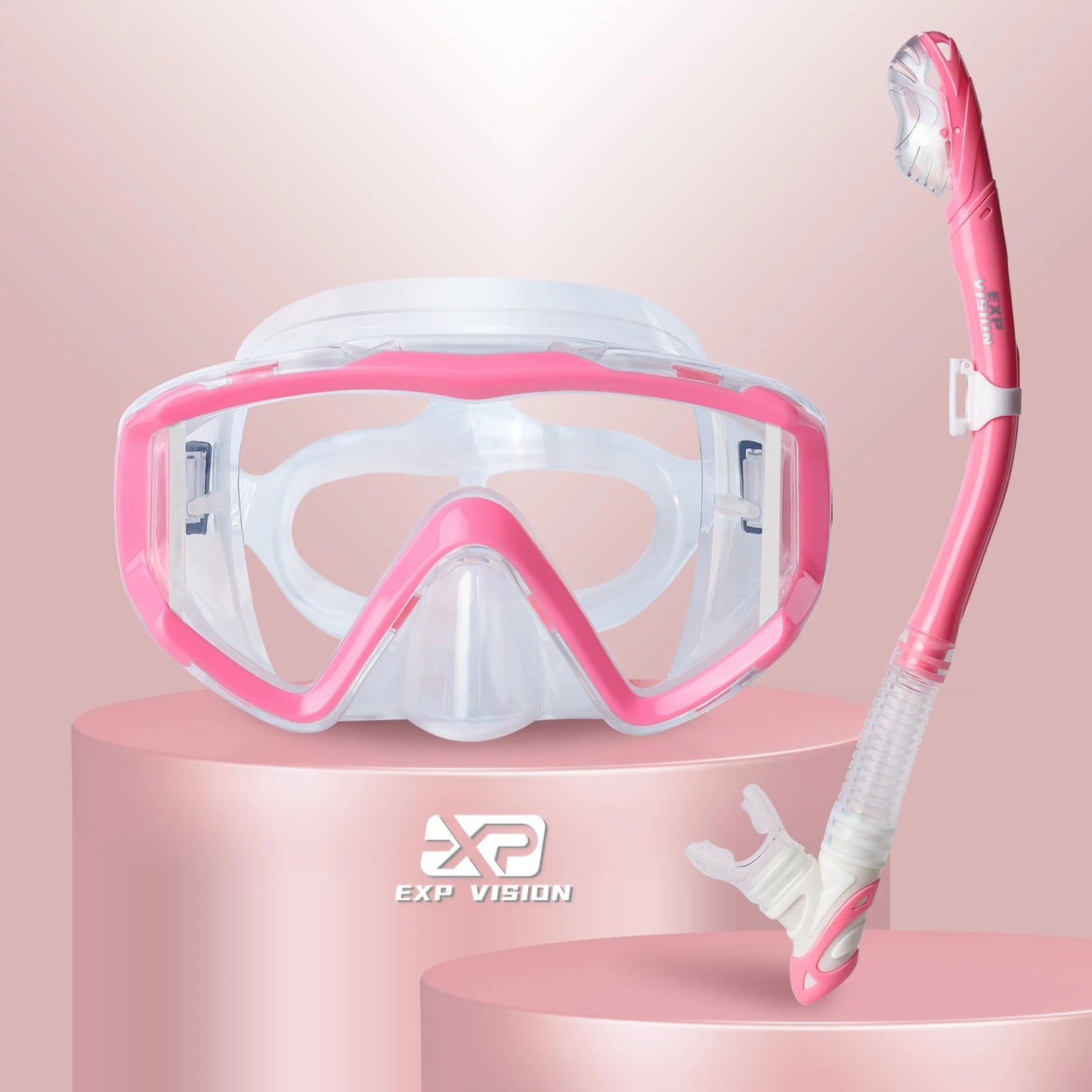 EXP VISION 3-Window Panoramic Snorkeling Mask & Dry Snorkel Set