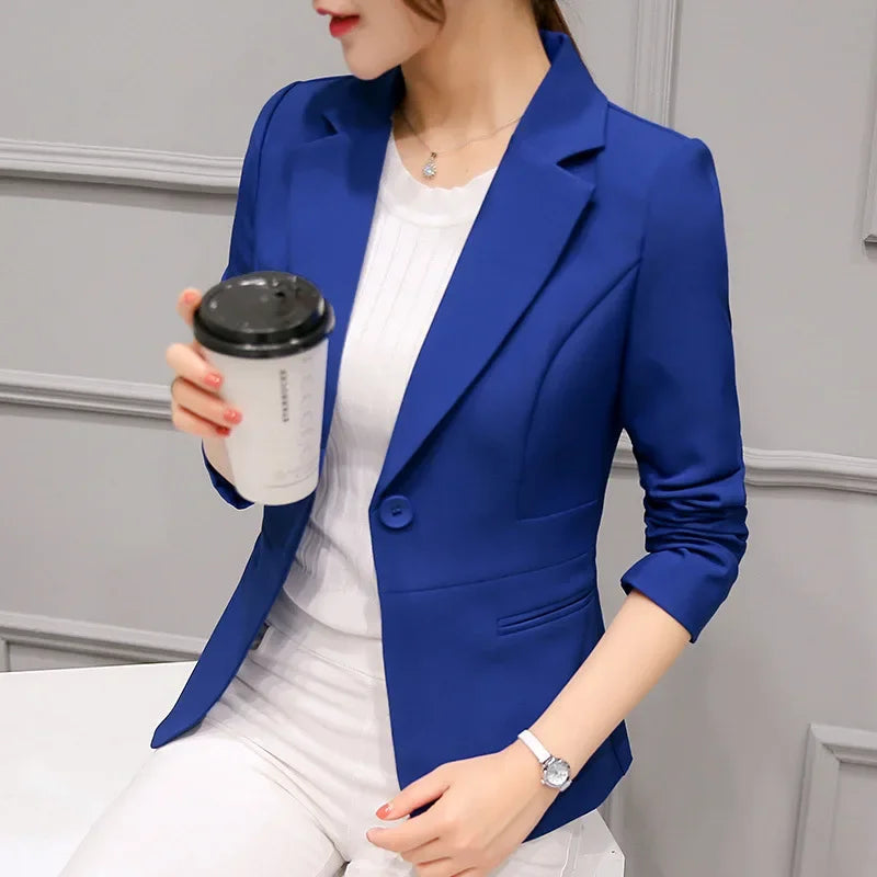 Women's Formal Slim Fit Notched Collar Blazer - Office Work Suit Jacket