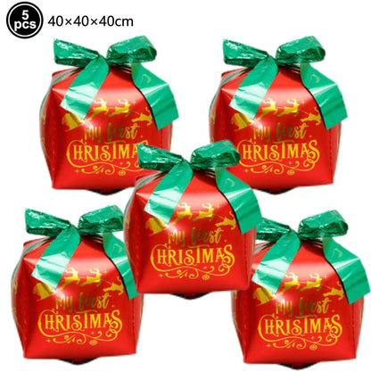 Large Santa Claus Foil Balloons & Christmas Tree Gift Box Decor