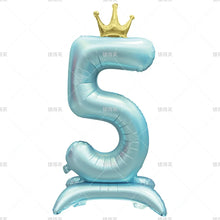 42" Colored Number Stand Foil Balloons with Crown Figures