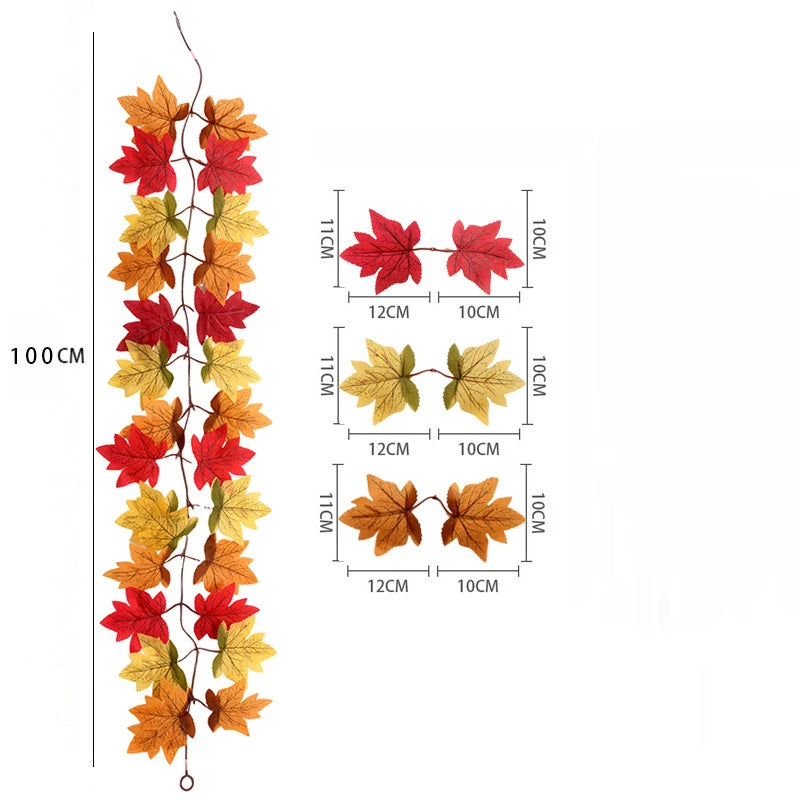 Artificial Fall Leaf Wreath & Hanging Garland (100cm)