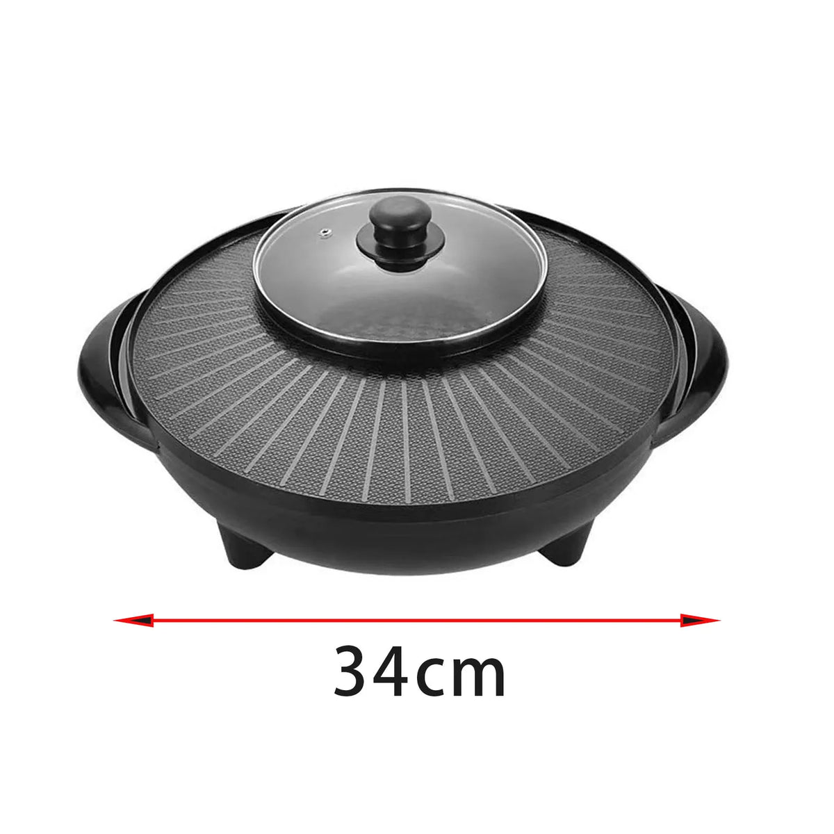 Electric Grill with Hot Pot Portable Round Barbecue Griddle Cookware Non Stick 2 in 1 Korean BBQ