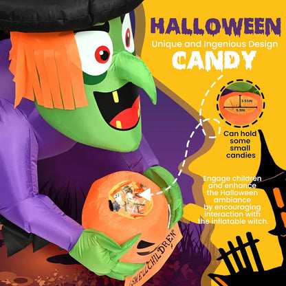 4 Ft Inflatable Halloween Witch with Built-In LED Lights
