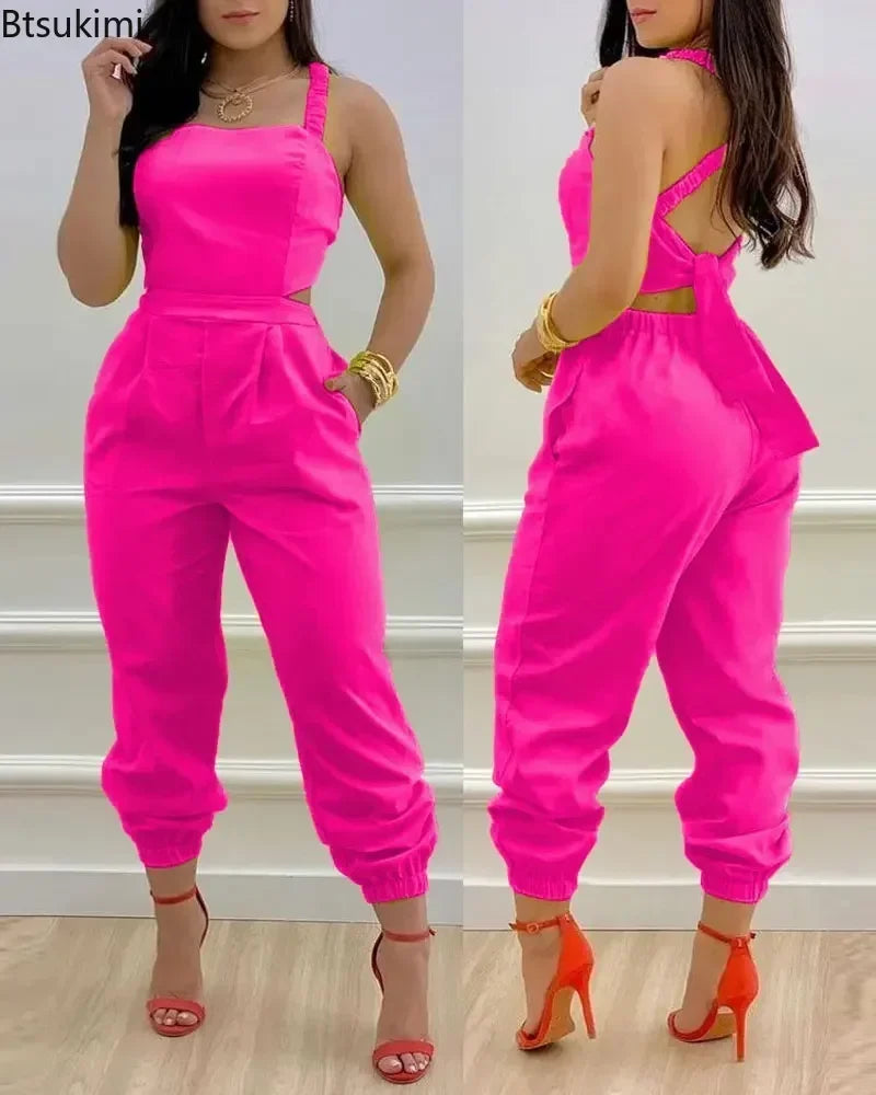 Open Back Printed Jumpsuit