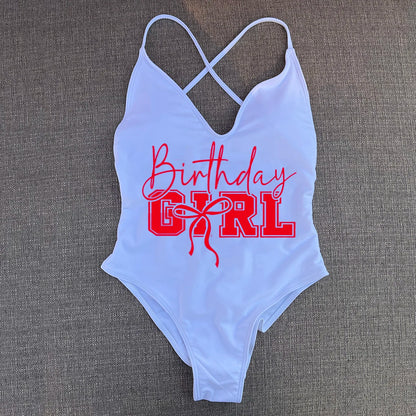 Padded One Piece Swimsuit Birthday Bathing Suit