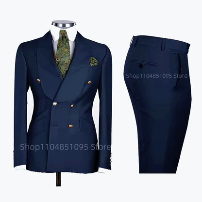 Men's Formal Double-Breasted Business & Wedding Suit Set