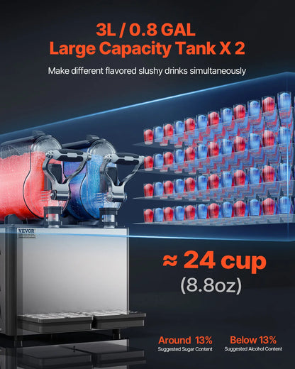 VEVOR Commercial 3Lx2 Double Tank Frozen Drink Machine