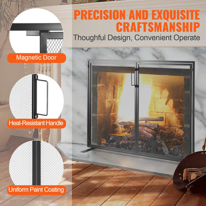 SucceBuy Fireplace Screen with Door Iron