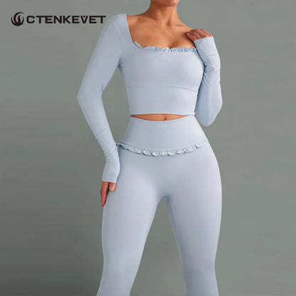 2Pcs Quick-Dry Long-Sleeved Shirt & Leggings Set