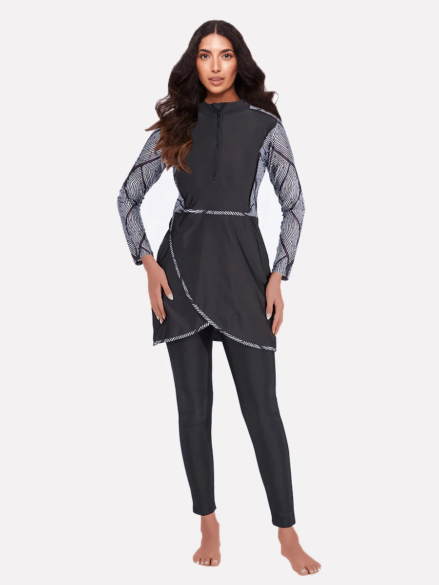 Women's Modest 3-Piece Burkini Muslim Swimwear Set