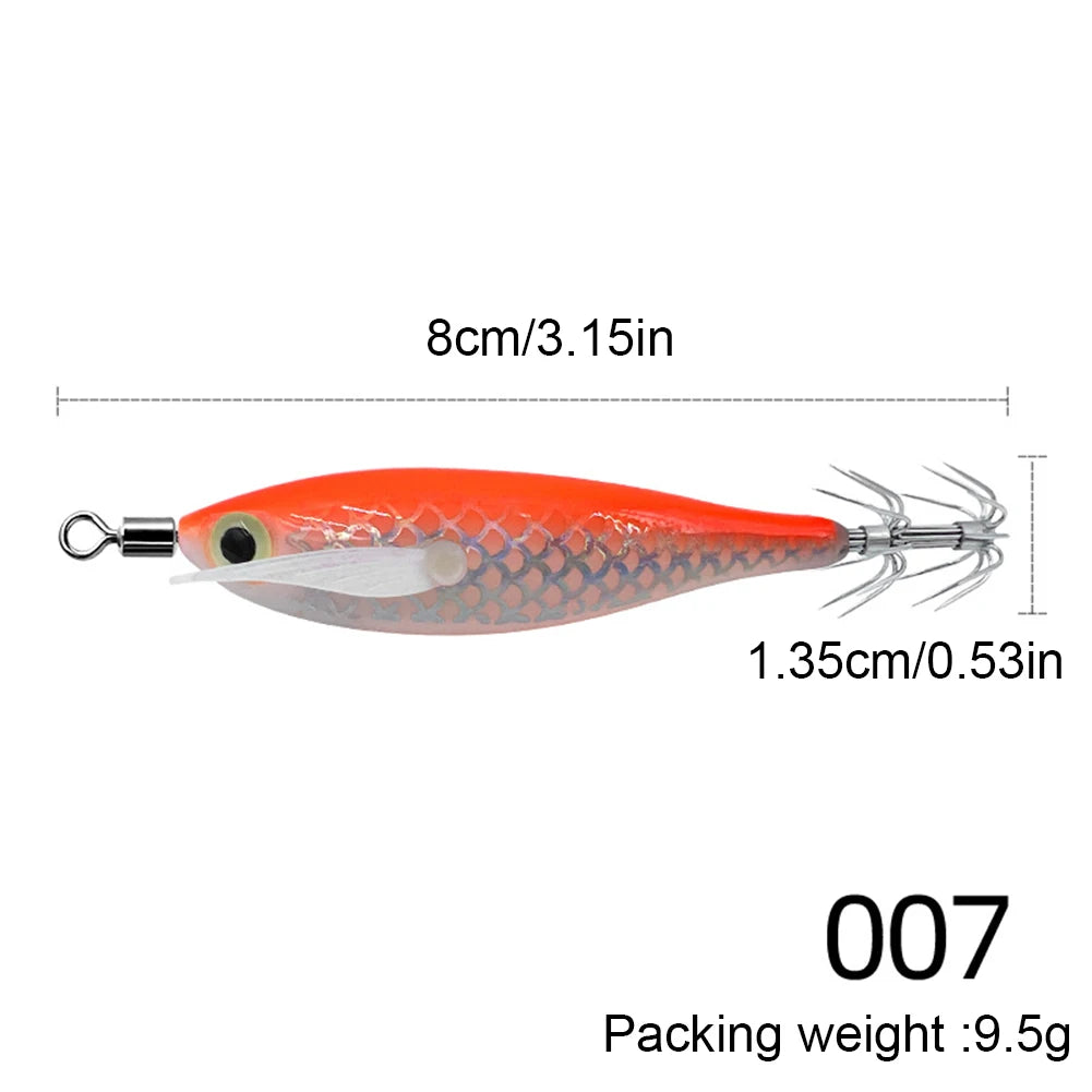 Luminous 80mm Squid Jig Hook Fishing Lures (Artificial Hard Bait)
