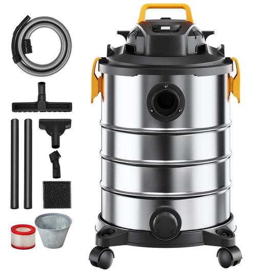 SucceBuy Stainless Steel Heavy-Duty Wet & Dry Shop Vacuum
