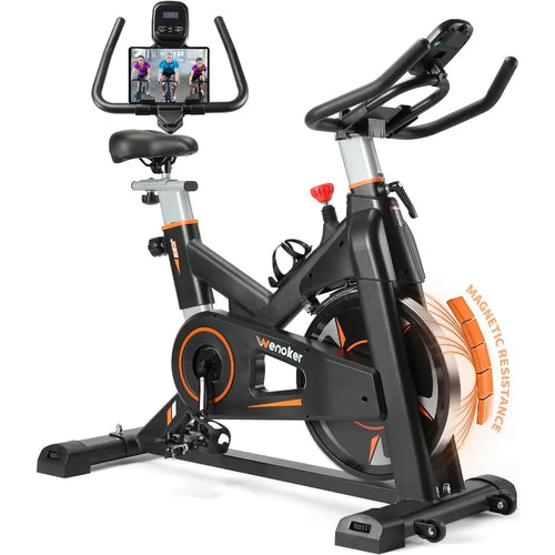 Stationary Bike with Silent Belt Drive Heavy Flywheel Multigrips Handlebar