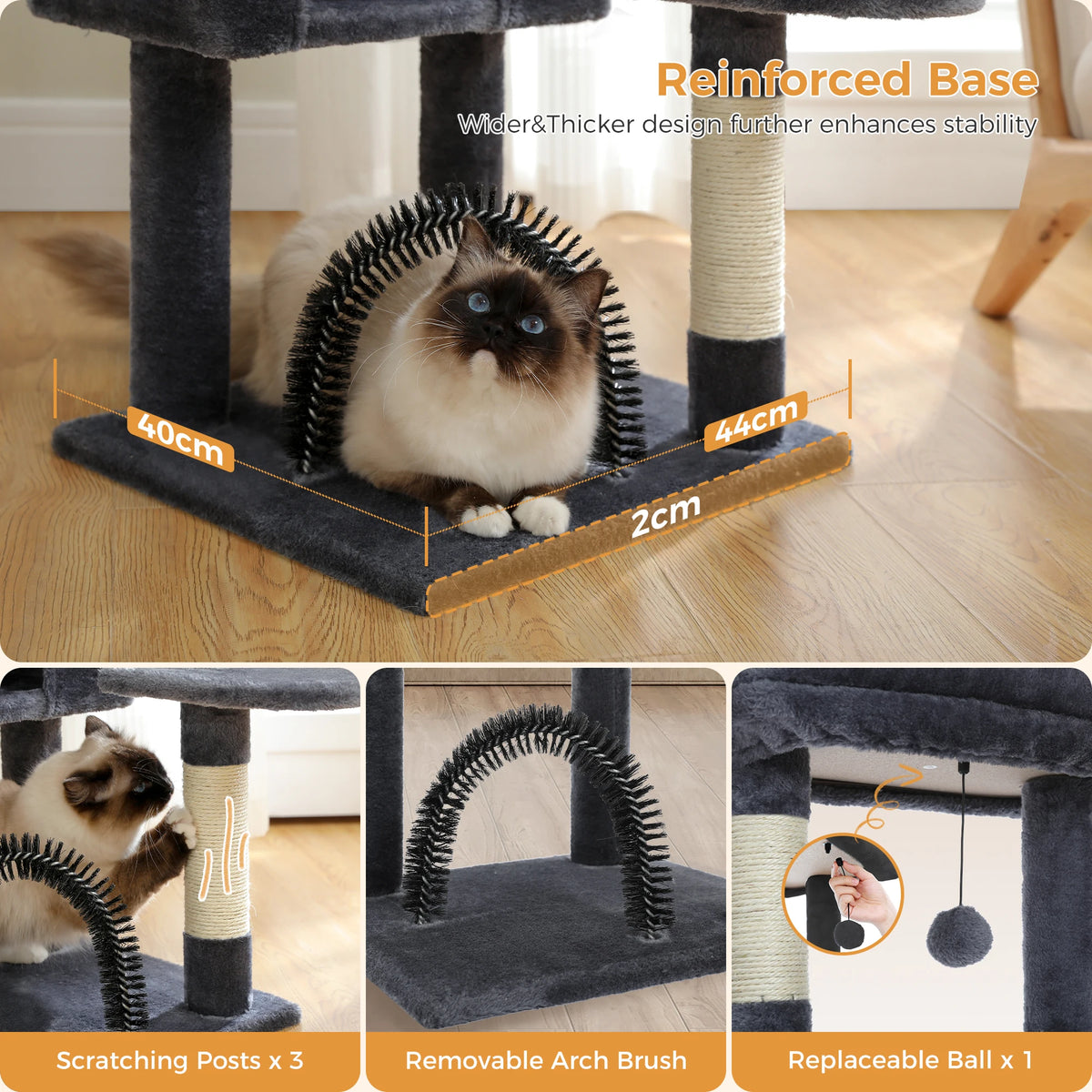 PAWZ Road Multi-Level Cat Tree Tower - 41" Indoor Cat Condo with Plush Perch & Sisal Scratching Posts