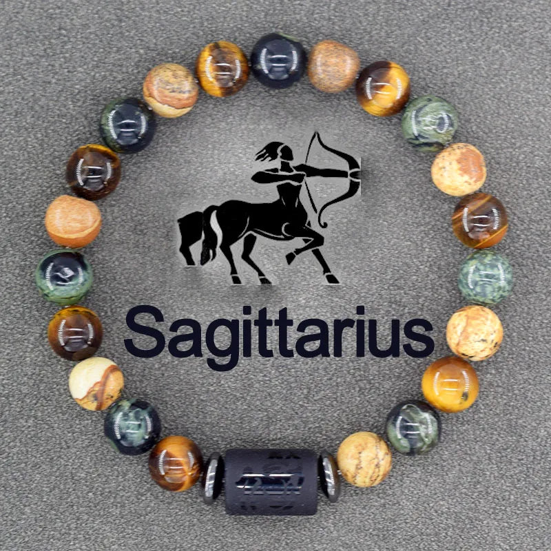 12 Zodiac Sign Constellation Beaded Charm Bracelet