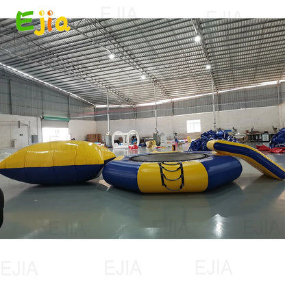 Large Lake Trampoline with Slide and Bouncing Platform