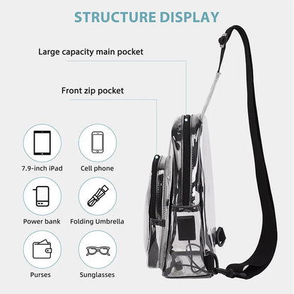 Clear Crossbody Chest Bag with USB Charging Port